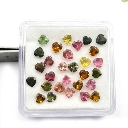 Natural Multi Tourmaline Heart Cut Loose Gemstone Lot 25 Pcs 4 MM 5 CT