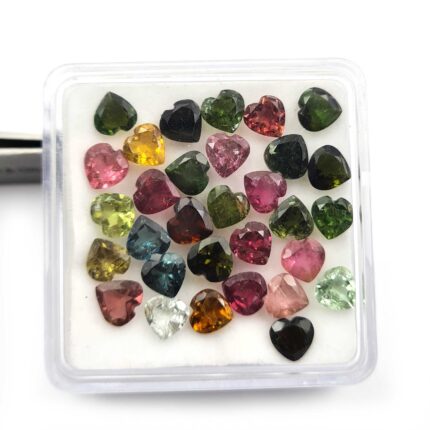 Natural Multi Tourmaline Heart Cut Loose Gemstone Lot 24 Pcs 5 MM 11 CT