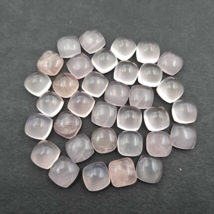 Natural Rose Quartz Cushion Cabochon Loose Stone Lot 7 Pcs 12 MM 54 CT