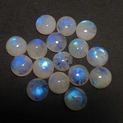 Natural Rainbow Moonstone Round Cabochon Loose Gemstone Lot 19 Pcs 11 MM 100 CT