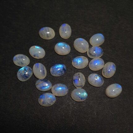 Natural Rainbow Moonstone Oval Cabochon Loose Stone Lot 48 pc 7*9 mm 101 ct