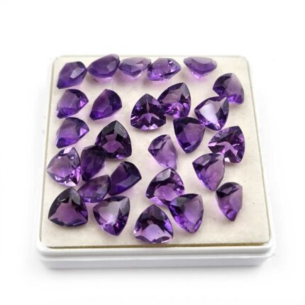 Natural African Amethyst Trillion Cut Loose Gemstone Lot 8 MM 81 CT 44 PCS