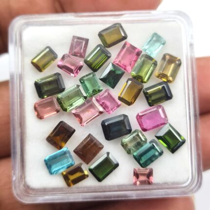Natural Multi Tourmaline Octagon Cut Loose Gemstone Lot 22 Pcs 3x4-4x5 MM 9 CT