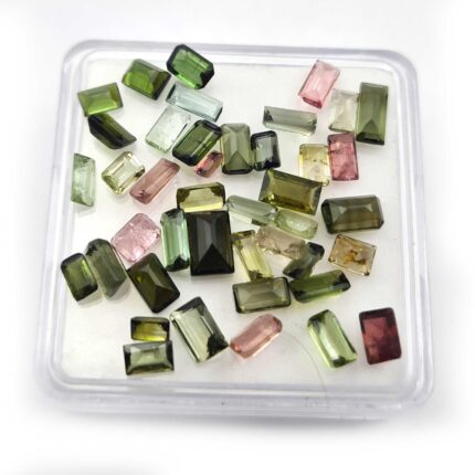 Natural Multi Tourmaline Baguette&Octagon Cut Gemstone Lot 35 Pcs 2x3-4x6 MM 9CT