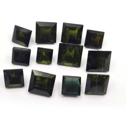 Natural Green Tourmaline Square Cut Loose Gemstone 7 Pcs 5-7.5 mm 11 CT