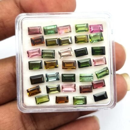 Natural Multi Tourmaline Baguette Cut Loose Gemstone Lot 35 Pcs 3x5 MM 10 CT