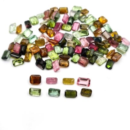Natural Multi Tourmaline Octagon Cut Loose Gemstone Lot 16 Pcs 3x4-4x6 MM 5 CT