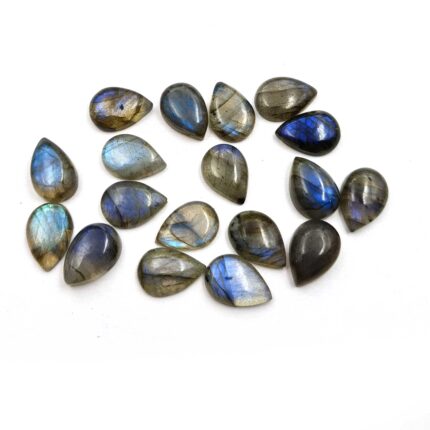 Natural Labradorite Pear Cabochon Fire Loose Gemstone Lot 17 Pcs 9.5x14 MM 78 CT
