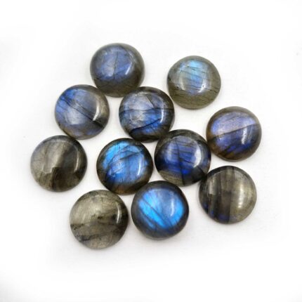 Natural Labradorite Round Cabochon Blue Fire Gemstone Lot 11 Pcs 15 MM 112 CT