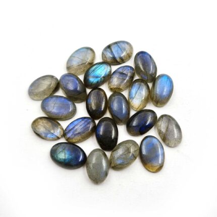 Natural Labradorite Oval Cabochon Blue Fire Gemstone Lot 19 Pcs 8x12 MM 70 CT