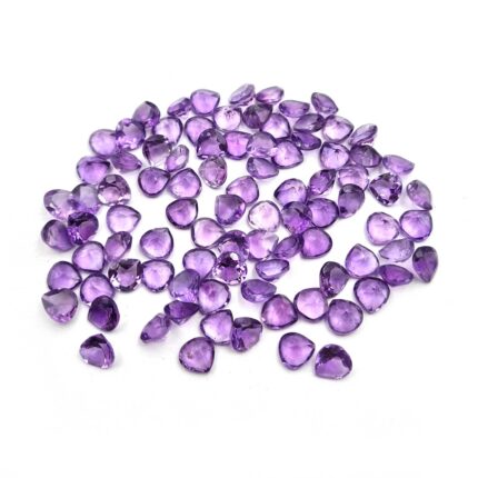 Natural African Amethyst Heart Cut Loose Gemstone Lot 7 MM 91 CT 90 Pcs