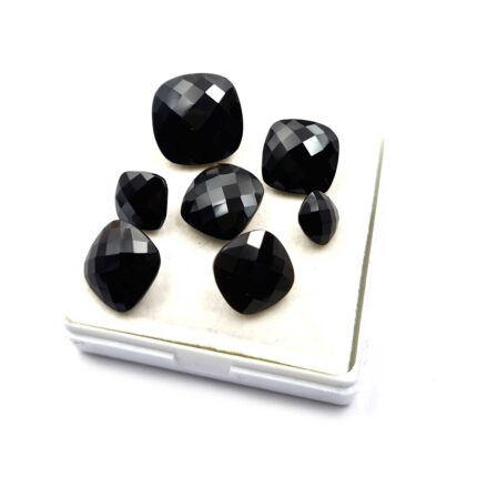Natural Black Spinel Cushion Cut Loose Gemstone lot 18 Pcs 8-16 MM 92 CT