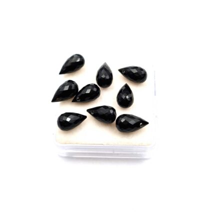Natural Black Spinel Teardrop Cut Loose Gemstone lot 9 Pcs 6*10 MM 20 CT