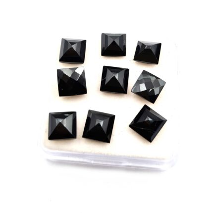 Natural Black Spinel Square Cut Loose Gemstone lot 32 Pcs 7 MM 74 CT