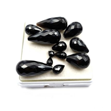 Natural Black Spinel Teardrop Cut Loose Gemstone lot 7 Pcs 4-10*6-22 MM 100 CT
