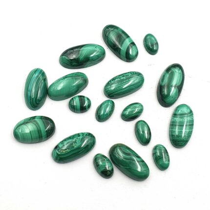 Natural Malachite Oval Cabochon Loose Stone 16 Pcs 6.50*10.50-10*20 MM 100 CT