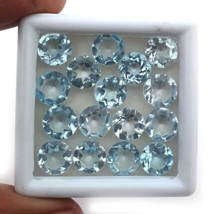 Natural Sky Blue Topaz Round Cut Loose Gemstone Lot 25 Pcs 8 MM 50 CT