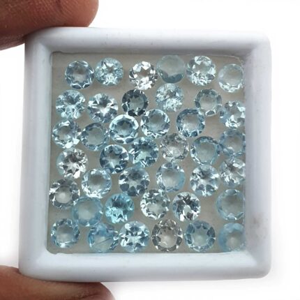 Natural Sky Blue Topaz Round Cut Loose Gemstone Lot 93 Pcs 5 MM 50 CT