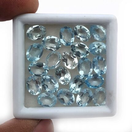 Natural Sky Blue Topaz Oval Cut Loose Gemstone Lot 39 Pcs 6*8 MM 50 CT