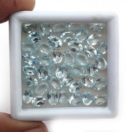 Natural Sky Blue Topaz Oval Cut Loose Gemstone Lot 98 Pcs 4*6 MM 50 CT