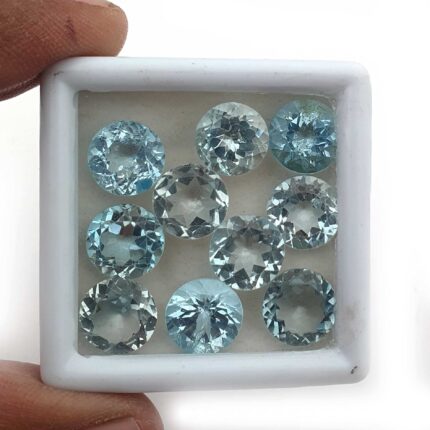 Natural Sky Blue Topaz Round Cut Loose Gemstone Lot 13 Pcs 10 MM 50 CT