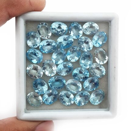Natural Sky Blue Topaz Oval Cut Loose Gemstone Lot 11 Pcs 8*10 MM 30 CT