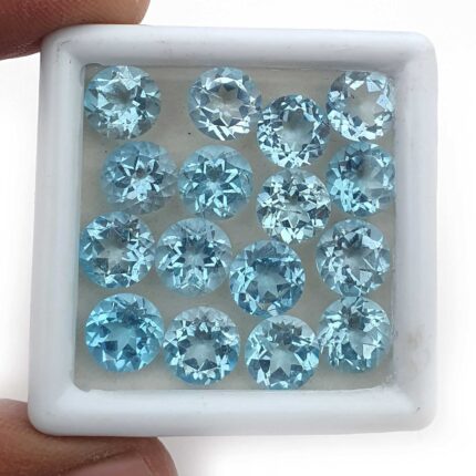 Natural Sky Blue Topaz Round Cut Loose Gemstone Lot 14 Pcs 8 MM 30 CT