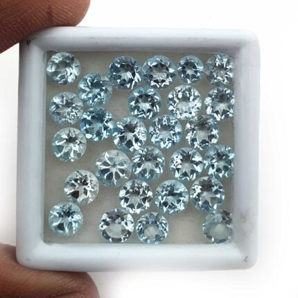Natural Sky Blue Topaz Round Cut Loose Gemstone Lot 14 Pcs 7 MM 20 CT