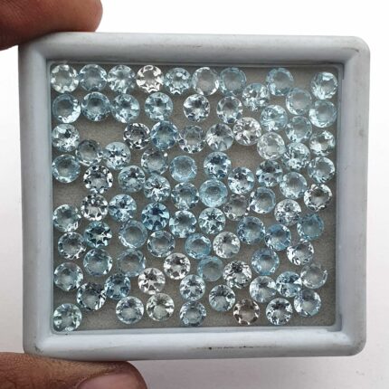 Natural Sky Blue Topaz Round Cut Loose Gemstone Lot 55 Pcs 5 MM 30 CT