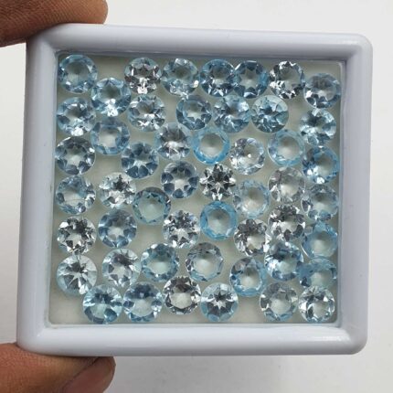 Natural Sky Blue Topaz Round Cut Loose Gemstone Lot 20 Pcs 7 MM 30 CT