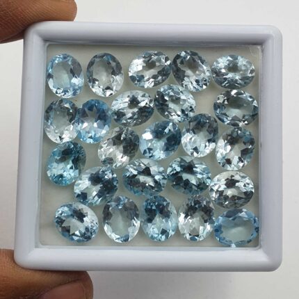 Natural Sky Blue Topaz Oval Cut Loose Gemstone Lot 8 Pcs 9*11 MM 30 CT