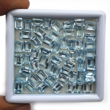 Natural Sky Blue Topaz Octagon Cut Loose Gemstone Lot 26 Pcs 5*7 MM 30 CT