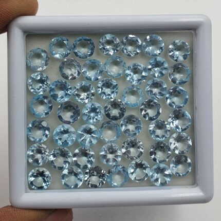 Natural Sky Blue Topaz Round Cut Loose Gemstone Lot 21 Pcs 7 MM 30 CT