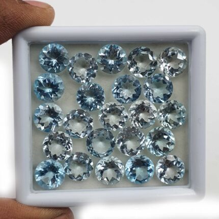 Natural Sky Blue Topaz Round Cut Loose Gemstone Lot 7 Pcs 10 MM 29 CT