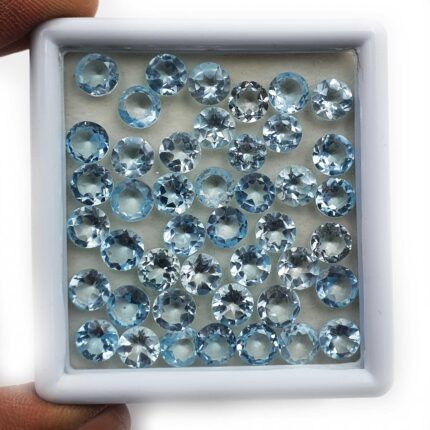 Natural Sky Blue Topaz Round Cut Loose Gemstone Lot 20 Pcs 7 MM 30 CT