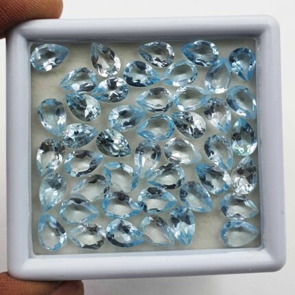 Natural Sky Blue Topaz Pear Cut Loose Gemstone Lot 22 Pcs 6*9 MM 30 CT