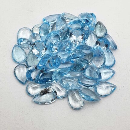 Natural Sky Blue Topaz Pear Cut Loose Gemstone Lot 9 Pcs 8*12 MM 31 CT