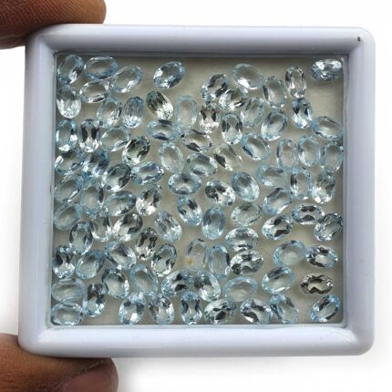 Natural Sky Blue Topaz Oval Cut Loose Gemstone Lot 77 Pcs 4*6 MM 40 CT
