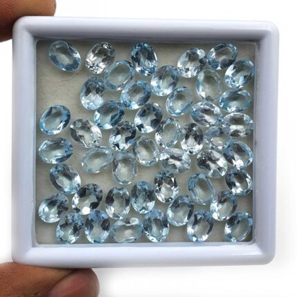 Natural Sky Blue Topaz Oval Cut Loose Gemstone Lot 15 Pcs 6*8 MM 20 CT