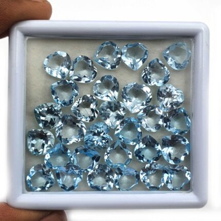 Natural Sky Blue Topaz Heart Cut Loose Gemstone Lot 9 Pcs 9-10 MM 22 CT