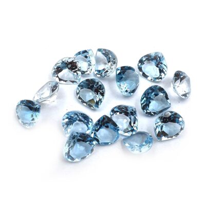 Natural Sky Blue Topaz Heart Cut Loose Gemstone Lot 16 Pcs 9-10 MM 55 CT