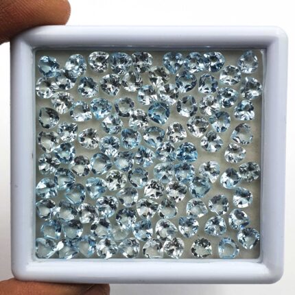 Natural Sky Blue Topaz Heart Cut Loose Gemstone Lot 60 Pcs 5 MM 30 CT