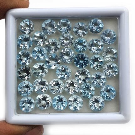 Natural Sky Blue Topaz Round Cut Loose Gemstone Lot 14 Pcs 8 MM 30 CT