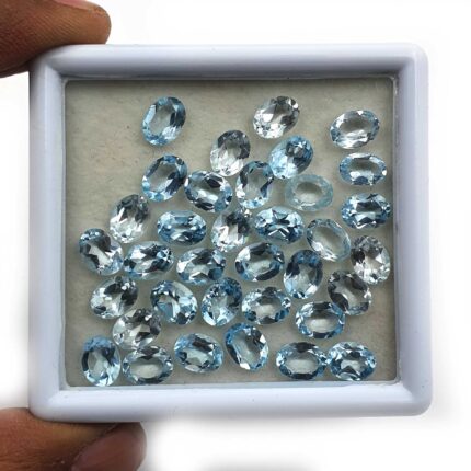 Natural Sky Blue Topaz Oval Cut Loose Gemstone Lot 14 Pcs 6*8 MM 20 CT