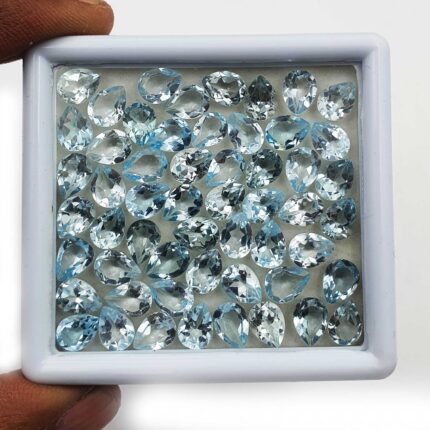 Natural Sky Blue Topaz Pear Cut Loose Gemstone Lot 25 Pcs 6*8 MM 30 CT