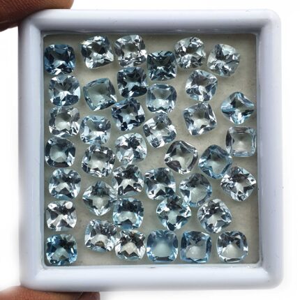 Natural Sky Blue Topaz Cushion Cut Loose Gemstone Lot 13 Pcs 7 MM 21 CT