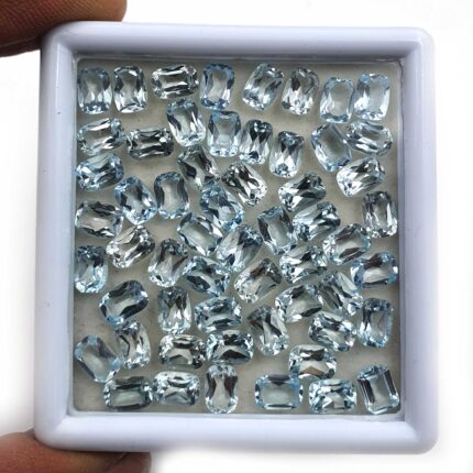 Natural Sky Blue Topaz Cushion Cut Loose Gemstone Lot 19 Pcs 5*7 MM 20 CT