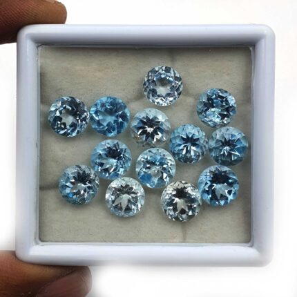 Natural Sky Blue Topaz Round Cut Loose Gemstone Lot 4 Pcs 10 MM 21 CT