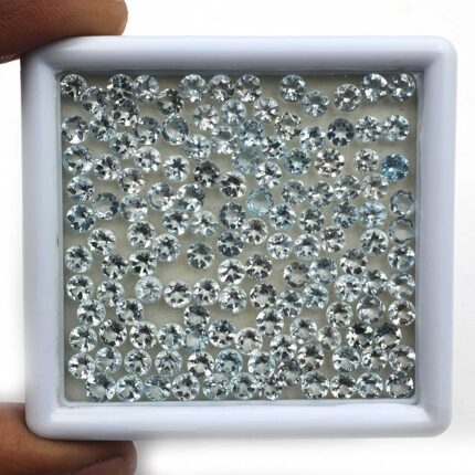 Natural Sky Blue Topaz Round Cut Loose Gemstone Lot 98 Pcs 4 MM 30 CT