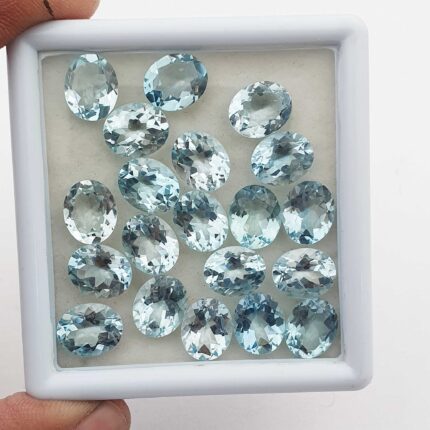 Natural Sky Blue Topaz Oval Cut Loose Gemstone Lot 5 Pcs 8*10 MM 20 CT